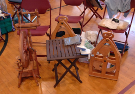 Spinning wheels and little table